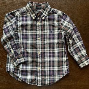 RALPH LAUREN 2T button down long sleeve plaid shirt toddler kids